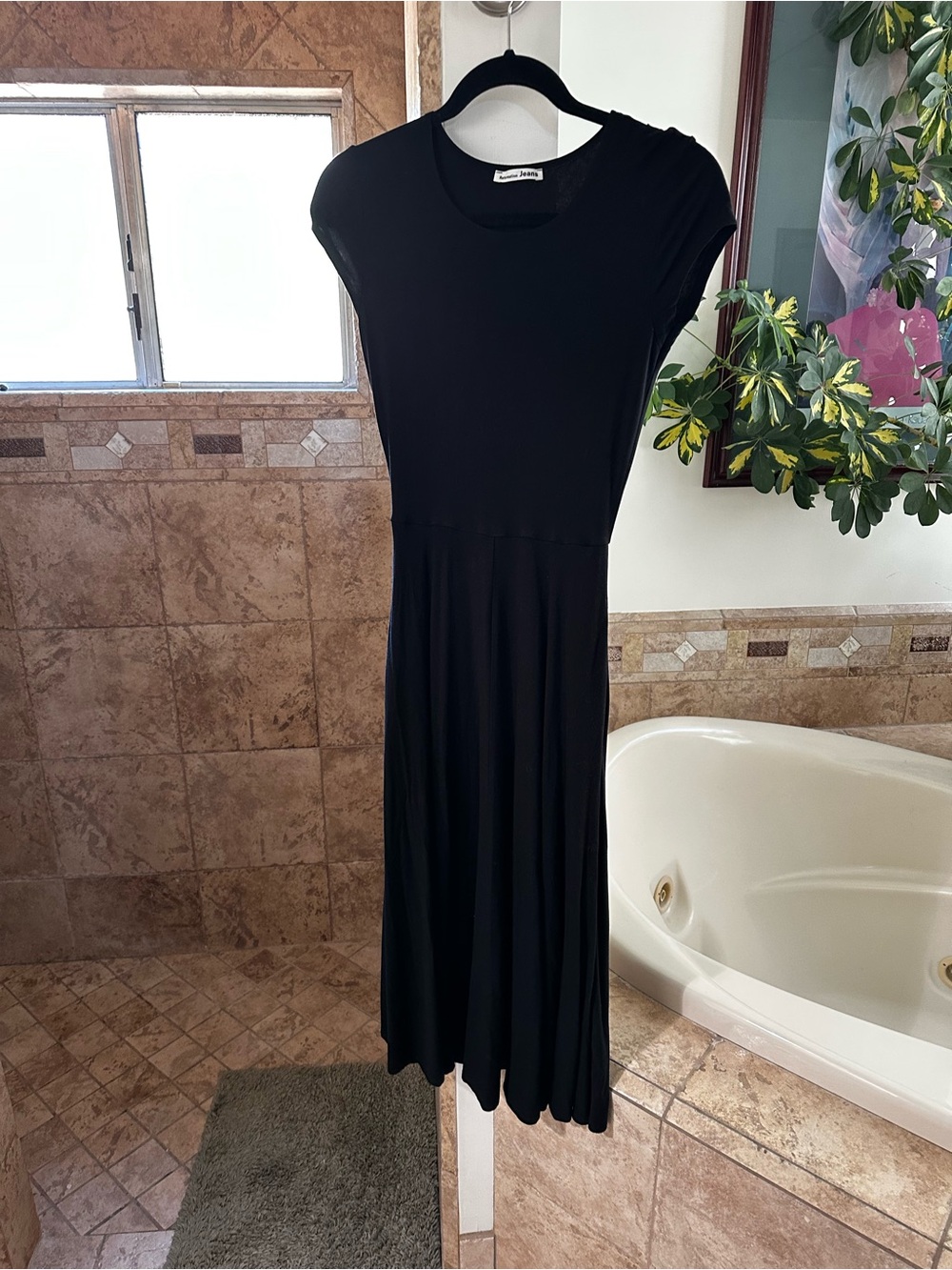 Reformation Black Cap Sleeve Brynn V-Neck Midi Dress Size Small